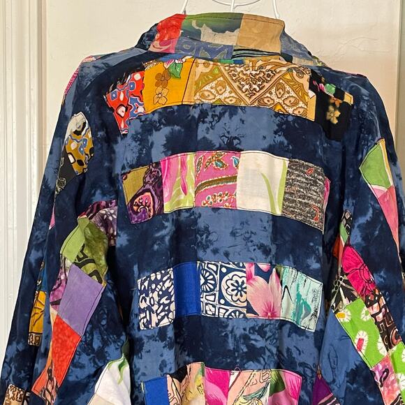 VTG Nativewear Designs Oversized Bohemian Lagenlook Quilted Jacket M Patchwork - Picture 6 of 12